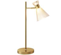 HOMCOM Lampe de Table Moderne avec Abat-jour en Verre Réglable Ambré et Satiné, Douille E27, Or