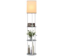 HOMCOM Lampe sur pied avec étagères, 3 températures de couleur, télécommande pour salon chambre bureau gris