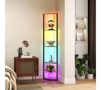 HOMCOM Lampe sur pied LED avec étagère et changement de couleur RGB, télécommande