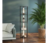 HOMCOM Lampe sur Pied LED, Étagère d'Angle, Variateur, 4 Étagères, Lumière Blanc Chaud, 41x30x164cm, Noir