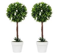 HOMCOM Lavande Artificielle, Set de 2 Grandes Plantes artificielles de 60 cm, Plantes artificielles en Pot, Fleur Artificielle en Plastique comme Une Vraie pour Le Salon Chambre Bureau Jardin
