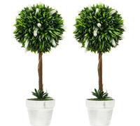 HOMCOM Lavande artificielle, set de 2 grandes plantes artificielles de 60 cm, plantes artificielles en pot, fleur artificielle en plastique comme une vraie pour le salon chambre bureau jardin décorati