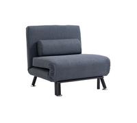 HOMCOM Linen Chair Bed 3-in-1 Convertible Sleeper Chair with Adjustable Backrest Pillow for Living Room Bedroom Dark Grey