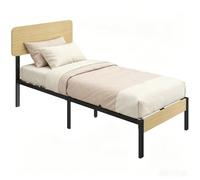 HOMCOM Lit 90 x 200 cm avec tête de lit, lit d'invité, cadre de lit avec sommier à lattes, rangement sous le lit, lit simple pour chambre à coucher, chambre d'amis, naturel