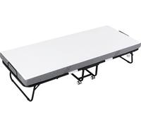 HOMCOM Lit d'appoint lit pliant avec roulettes acier+mousse blanc+noir 200 x 80 x 42,5 cm