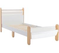 HOMCOM Lit d'enfant Lit d'adolescent Lit d'intérieur avec sac de jeu à partir de 3 ans Lit en bois Chambre d'enfant Lit de jeu Lit simple Bois de pin blanc+naturel 229 x 98 x 95 cm
