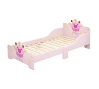 HomCom Lit enfant Design princesse motif couronne Sommier à lattes inclus MDF contre-plaqué Rose G