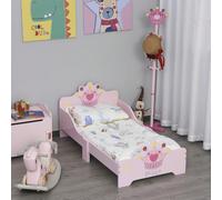 HOMCOM Lit Enfant - lit d'enfant Design Princesse Motif Couronne - sommier à Lattes Inclus - MDF Contre-plaqué Rose Description:Ce joli lit enfant design princesse rose avec sommier inclus permettra à