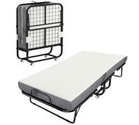 HOMCOM Lit Pliant 1 Personne 200 x 80 cm avec Matelas, Lit d'Appoint Blanc