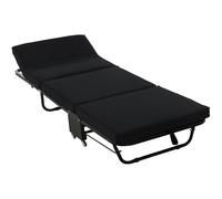 HOMCOM Lit pliant 184 x 65 cm avec tête réglable sur 5 niveaux, roues universelles et structure en métal, charge max. 120 kg, noir