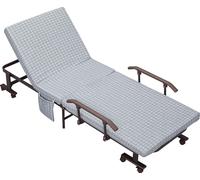 HOMCOM Lit pliant Lit d'appoint à roulettes Fauteuil avec dossier réglable en 5 positions Lit de voyage Cadre en acier Gris clair+noir 190 x 76 x 33 cm