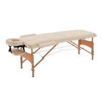 HomCom Lit de massage cosmétique pliable en bois 2 zones 182 x 60 x 61-87 cm (Crème)