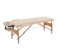 HOMCOM Lit/Table de Massage cosmetique Pliable en Bois 2 Zones (Crème) 182L x 60l x 61-87H cm