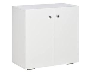 HOMCOM Living Sideboard with 2 Doors Sideboard with 2 Shelves for Books Clothes Toys Modern Style 70x39x70 cm White