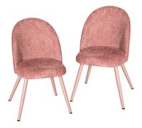 HOMCOM Lot 2 Chaises de Salle à Manger en Velours avec Assise Rembourrée, Rose