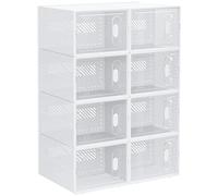 HOMCOM Lot de 18 boites cubes rangement à chaussures modulable avec portes transparentes - dim. 25L x 35l x 19H cm