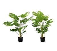 HOMCOM Lot de 2 Arbres artificiels Plante Artificielle Monstera deliciosa avec Pot Inclus Hauteur 120 cm intérieure Vert