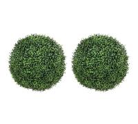 HOMCOM Lot de 2 Boules de buis artificielles de 42 cm en Pot avec 682 Feuilles, résistantes aux UV, Plantes décoratives pour intérieur et extérieur, Maison ou Bureau