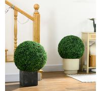 HOMCOM Lot de 2 boules de buis artificielles de 50 cm décoration pour intérieur ou extérieur vert