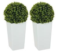 HOMCOM Lot de 2 boules d'eucalyptus artificiel 65 cm avec 330 feuilles en pot, plantes artificielles en plastique réalistes avec protection UV pour salon, chambre, bureau, jardin