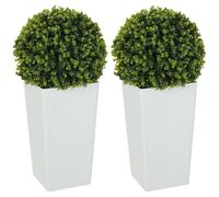HOMCOM Lot de 2 Boules d'eucalyptus artificielles 65cm en Pot | Avec 330 feuilles, plantes artificielles en plastique réalistes, protection UV, pour salon, chambre, bureau, jardin.