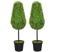 HOMCOM Lot de 2 buis artificiels, 90 cm, en Forme de Larme, en Plastique, en Pot, avec Protection UV, pour Salon, Chambre à Coucher, Bureau, Jardin