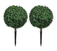 HOMCOM Lot de 2 buis artificiels Grand 70 cm Plante Artificielle avec Protection UV, Plantes artificielles comme Les Vraies avec piquets de Fixation au Sol pour Salon Chambre Bureau Jardin décoration