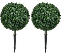 HOMCOM Lot de 2 buis artificiels grand 70 cm Plante artificielle avec protection UV, plantes artificielles comme les vraies avec piquets de fixation au sol pour salon chambre bureau jardin décoration 