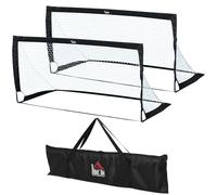 HOMCOM Lot de 2 But de Foot extérieur Pliable Pop-up, Cage de Foot Portable avec Sac de Rangement en Tissu Oxford, pour Enfants et Adolescents, Cadre en métal, 183 x 90 cm, Noir et Blanc