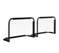 HOMCOM Lot de 2 cages de football pliables avec support en métal et filet pour entraînement en extérieur 90 x 36 x 60 cm Noir