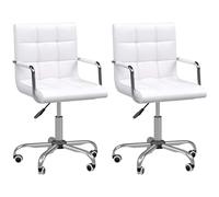 HOMCOM Lot de 2 chaises de Bureau Fauteuil Manager pivotant Hauteur réglable revêtement synthétique capitonné Blanc