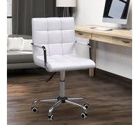 HOMCOM Lot de 2 chaises de bureau fauteuil manager pivotant hauteur réglable revêtement synthétique capitonné blanc