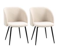 HOMCOM – Lot de 2 chaises salle à manger – polyester, pieds acier – 55x62x80 cm – Beige