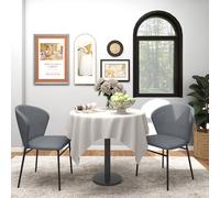 HOMCOM Lot de 2 chaises de salle à manger assise rembourrée en tissu aspect lin pieds en acier stable design moderne gris