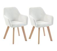 HOMCOM Lot de 2 chaises de Salle à Manger Chaise de Cuisine Assise rembourrée en Tissu Effet Velours Pieds en Bois pour Cuisine Salon Chambre Bureau, crème