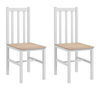 HOMCOM Lot de 2 chaises de salle à manger avec dossier à lattes Cadre en bois de pin pour salon et salle à manger Charge 120 kg 38,5 x 47,5 x 99 cm Blanc et naturel