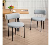 HOMCOM Lot de 2 chaises de salle à manger avec dossier en tissu pieds en acier 51 x 51 x 76 cm gris clair