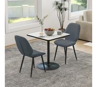 HOMCOM Lot de 2 chaises de salle à manger avec pieds en métal, dossier incurvé et assise rembourrée, gris