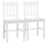 HOMCOM Lot de 2 chaises de Salle à Manger en Bois Massif, Chaise de Cuisine, Dossier Lattes, Esprit Campagne, pour Salon, Salle de séjour, Cuisine, Blanc