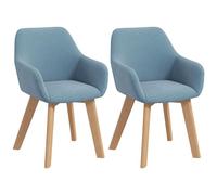 HOMCOM Lot de 2 chaises de Salle à Manger Chaise de Cuisine Assise rembourrée en Tissu Effet Velours Pieds en Bois pour Cuisine Salon Chambre Bureau, Bleu