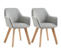 HOMCOM Lot de 2 chaises de Salle à Manger Chaise de Cuisine Assise rembourrée en Tissu Effet Velours Pieds en Bois pour Cuisine Salon Chambre Bureau, Gris