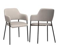 HOMCOM Lot de 2 chaises de salle à manger Chaise de cuisine avec dossier, aspect lin, chaise rembourrée avec pieds en acier pour salon, cuisine, beige, 54 x 54 x 84 cm