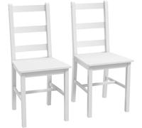 HOMCOM Lot de 2 chaises de Salle à Manger Chaise de Cuisine en Bois Massif de pin Chaise Blanche et Bois Style Campagne