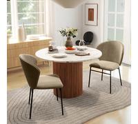 HOMCOM Lot de 2 chaises de salle à manger chaise de cuisine en tissu chaise de salon pieds en acier dim. 52L x 55l x 80H cm