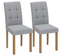 HOMCOM Lot de 2 chaises de salle à manger, chaise de cuisine moderne avec siège rembourré en tissu effet lin, gris clair