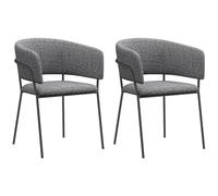 HOMCOM Lot de 2 chaises de Salle à Manger Chaise de Cuisine Pieds en Acier, Assise rembourrée, pour Salle à Manger, Salon, Cuisine, dim. 57L x 53l x 73H cm Gris