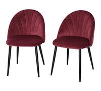 HOMCOM Lot de 2 chaises de Salle à Manger Chaise de Cuisine Velours Bordeaux Pieds métal Noir dim. 52L x 54l x 79H cm