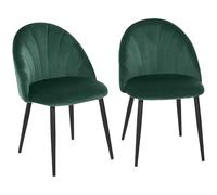 HOMCOM Lot de 2 chaises de Salle à Manger Chaise de Cuisine Velours Pieds métal Vert dim. 52L x 54l x 79H cm