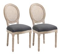 HOMCOM - Chaise de salle à manger - Tissu polyester effet lin - 49 x 56 x 96 cm - Gris