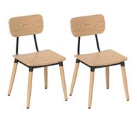 HOMCOM Lot de 2 chaises de Salle à Manger chaises de Cuisine Modernes avec Pieds en Acier et Dossier incurvé pour Salle à Manger, Chambre, Salon, Effet Bois Naturel